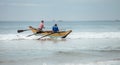 Weligama, Sri Lanka Ã¢â¬â December 21, 2017: Fishermen returning h